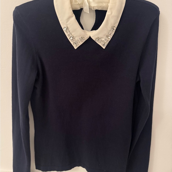 Cece Embellished Collar Navy Top in size XS - Picture 1 of 6